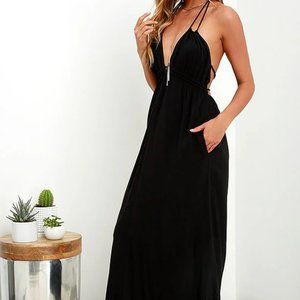 Gotta Get Oasis Black Backless Maxi Dress